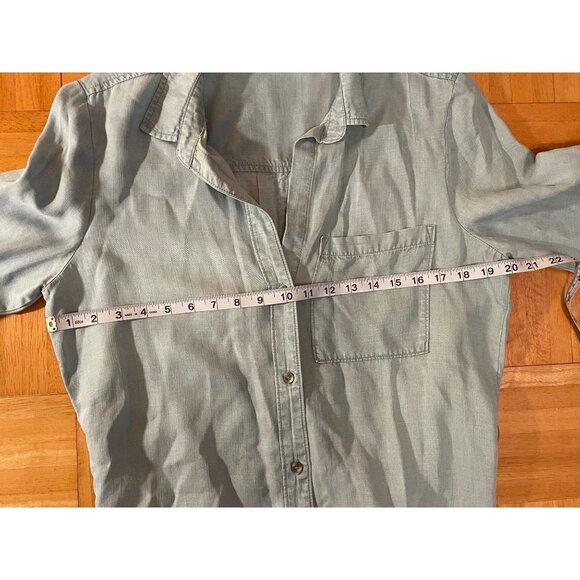 Cloth & Stone Anthropologie Tencel Blue Button Down Belted Dress Sz M - Picture 7 of 12